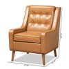 Baxton Studio Daley Modern and Contemporary Tan Faux Leather and Walnut Brown Finished Wood Lounge Armchair 183-11013-Zoro